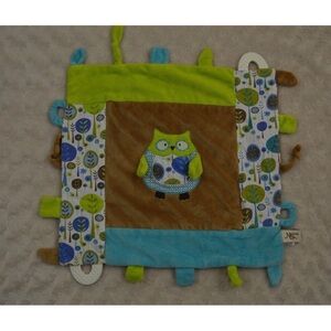 Maison Chic Owl Lovey Security Blanket Blue Brown Green Tree Flower Teether